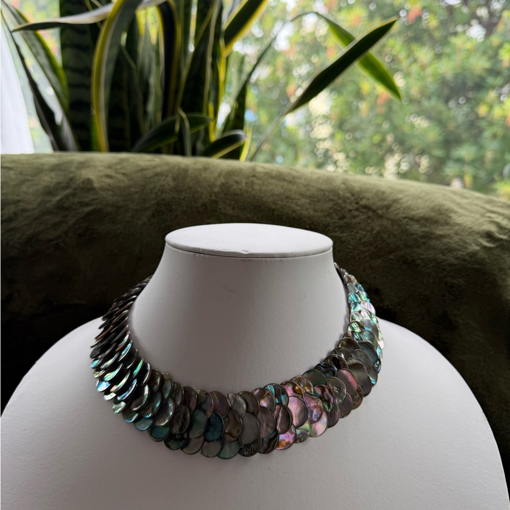Handmade Natural Mexican Abalone Shell Necklace - 19 Length-New. Never Worn